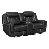 Modern Double Reclining Loveseat, Faux Leather Recliner Loveseat With Headrest