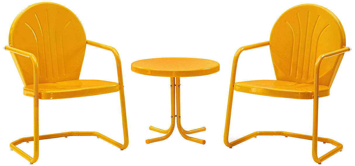 Griffith 3-Piece Outdoor Chair and Side Table Set, Retro Metal Bistro Patio Sets