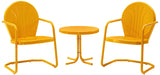 Griffith 3-Piece Outdoor Chair and Side Table Set, Retro Metal Bistro Patio Sets