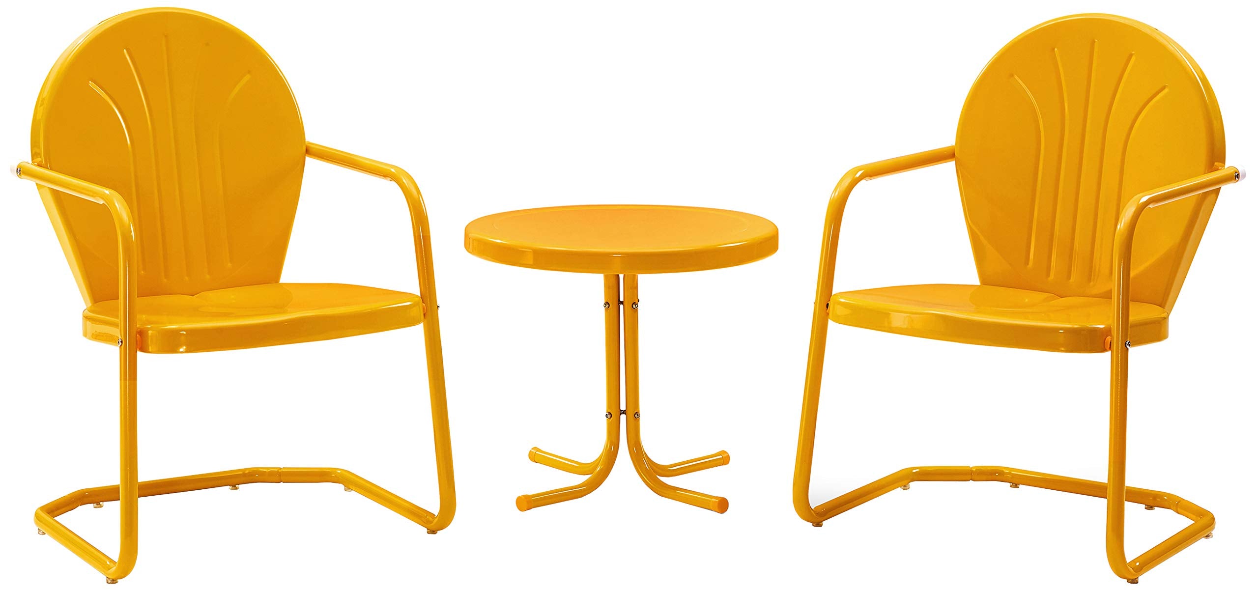 Griffith 3-Piece Outdoor Chair and Side Table Set, Retro Metal Bistro Patio Sets