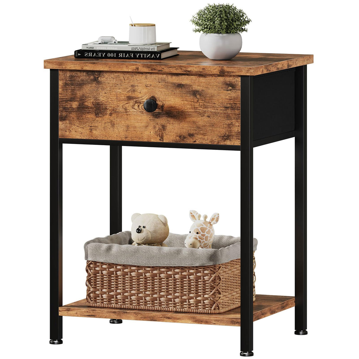 Nightstand with Drawers,Small Night Stand with Storage Bedside Table