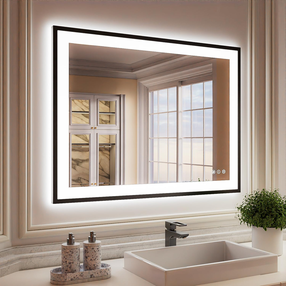 40x30 Dimmable LED Bathroom Mirror with Anti-Fog & Memory Function