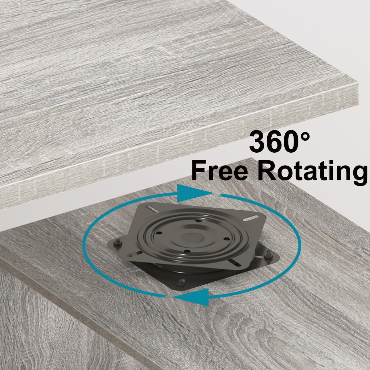 360° Rotating L-Shaped Desk with 3 Drawers and 2 Shelves