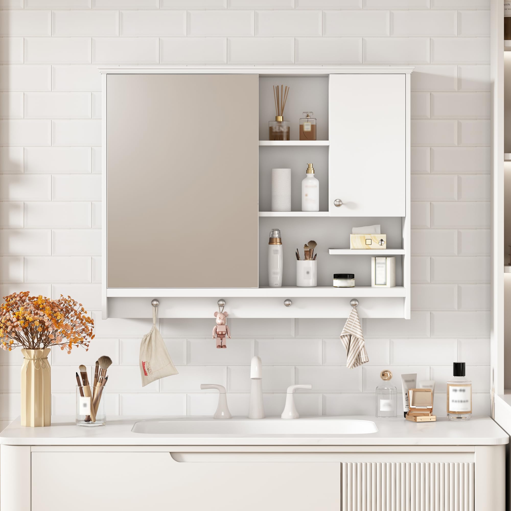 30 36 Inch Wall Mounted Medicine Cabinet, Bathroom Storage Cabinet