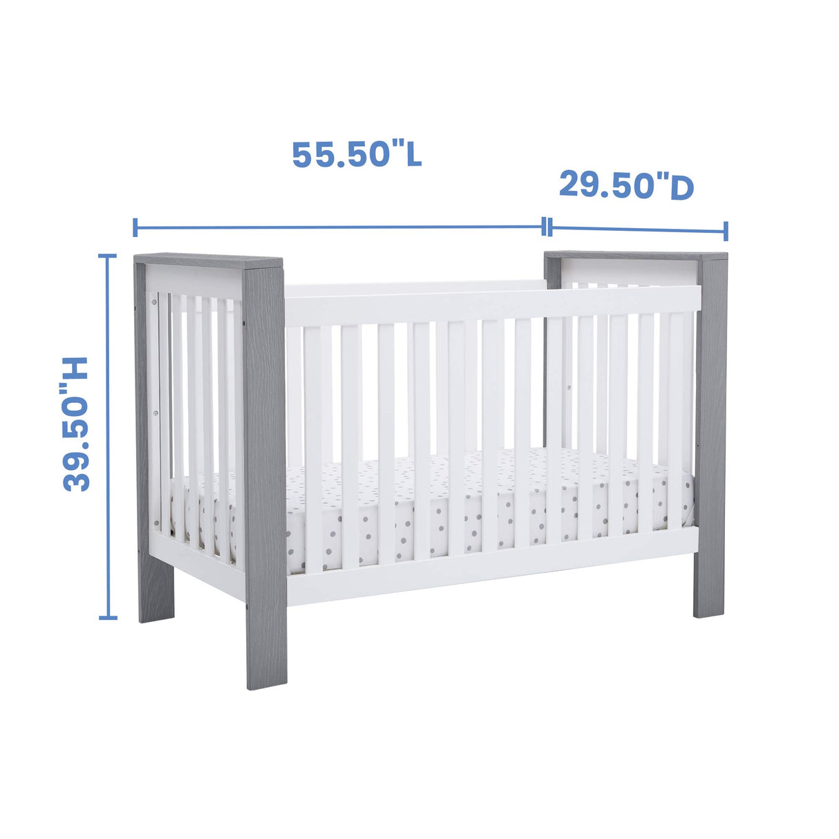 Miles 4-in-1 Convertible Crib, Bianca White/Textured Cloud