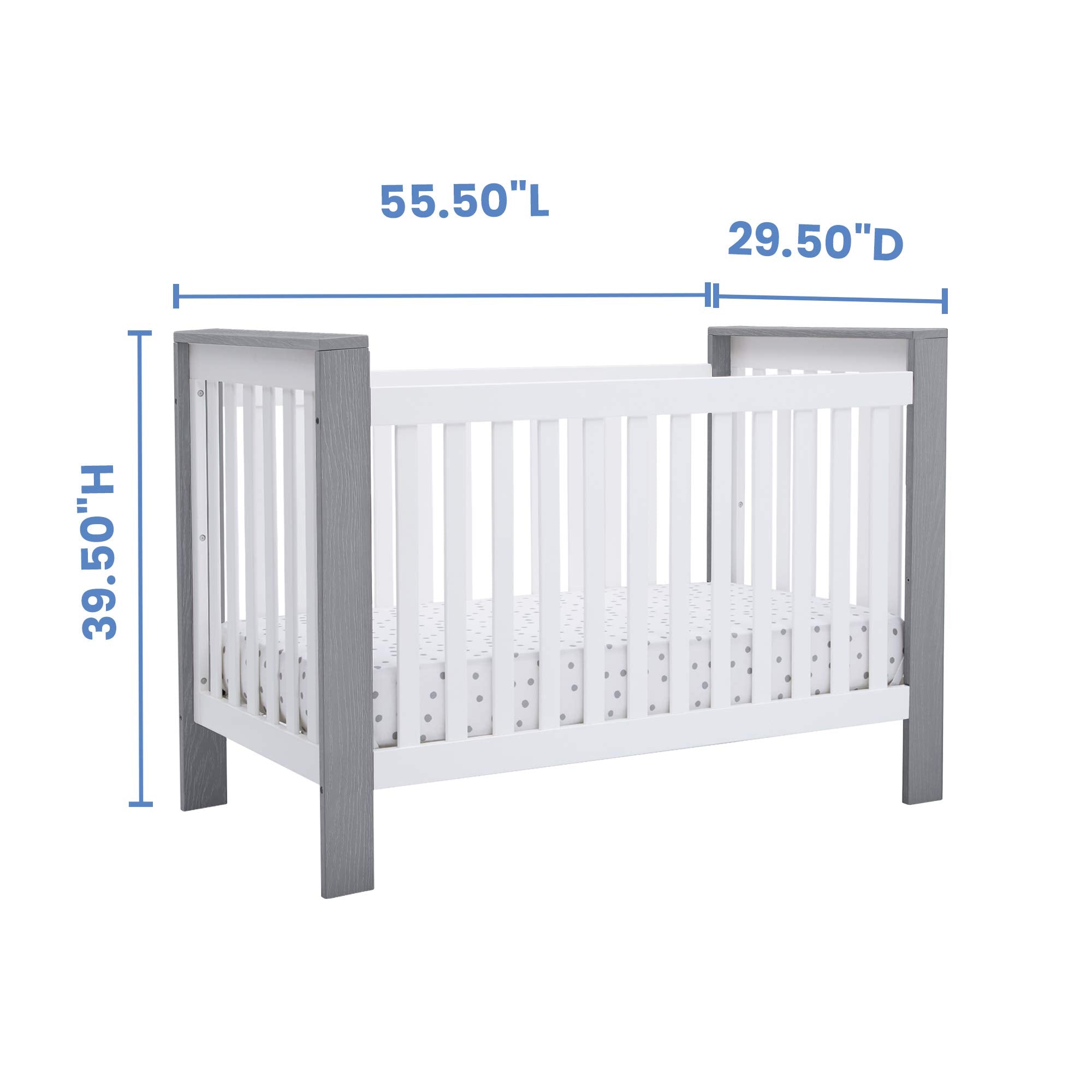 Miles 4-in-1 Convertible Crib, Bianca White/Textured Cloud