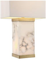 Mindy Modern Table Lamp 24 3/4" High with Nightlight White Gray Alabaster Gold Metal Rectangular