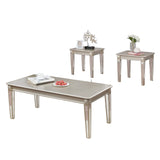 Barent Contemporary Wood 3-Piece Coffee Table Set with Mirrored Legs