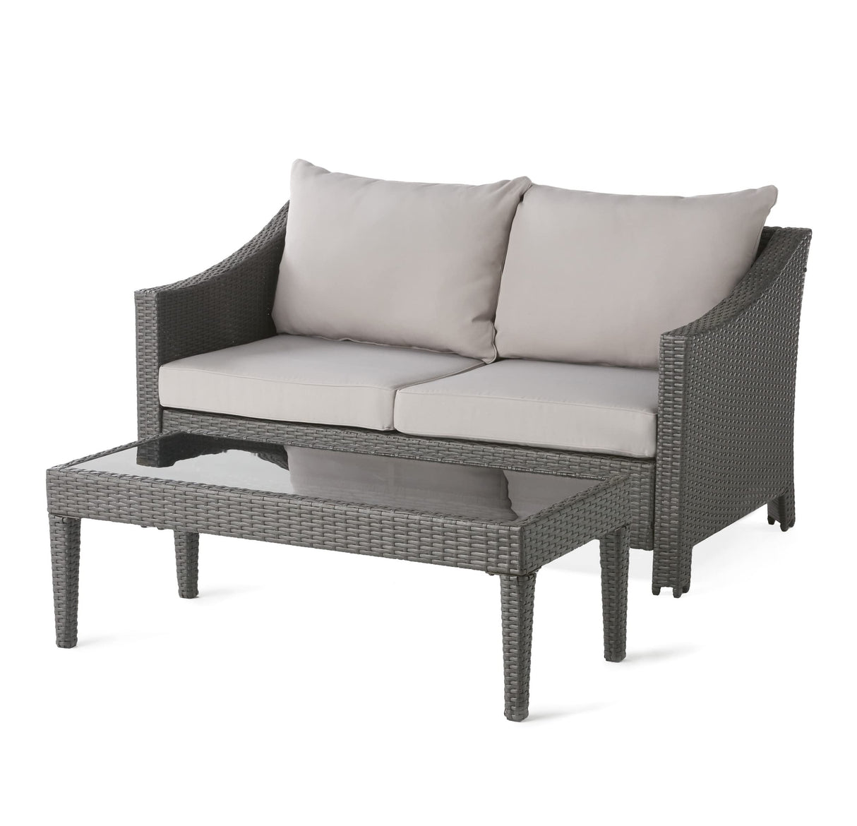 Antibes Outdoor Wicker Loveseat and Table Set