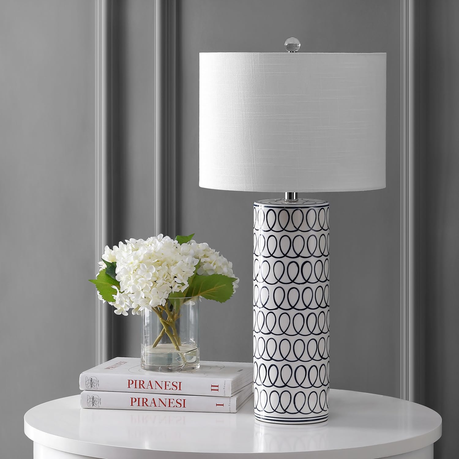 JYL6614A Loop 28.75" Ceramic Modern Column LED Farmhouse Table Lamp Bohemian