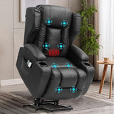 Power Lift Recliner Chairs for Elderly with Massage & Heating, PU Leather Sleeper