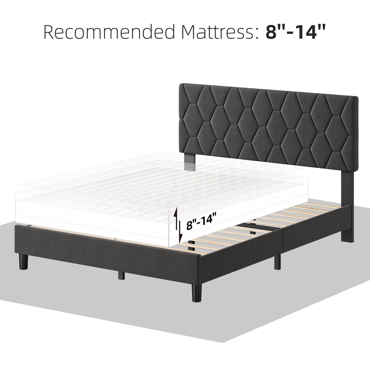 Queen Bed Frame with Adjustable Headboard Upholstered Bed Frame Platform