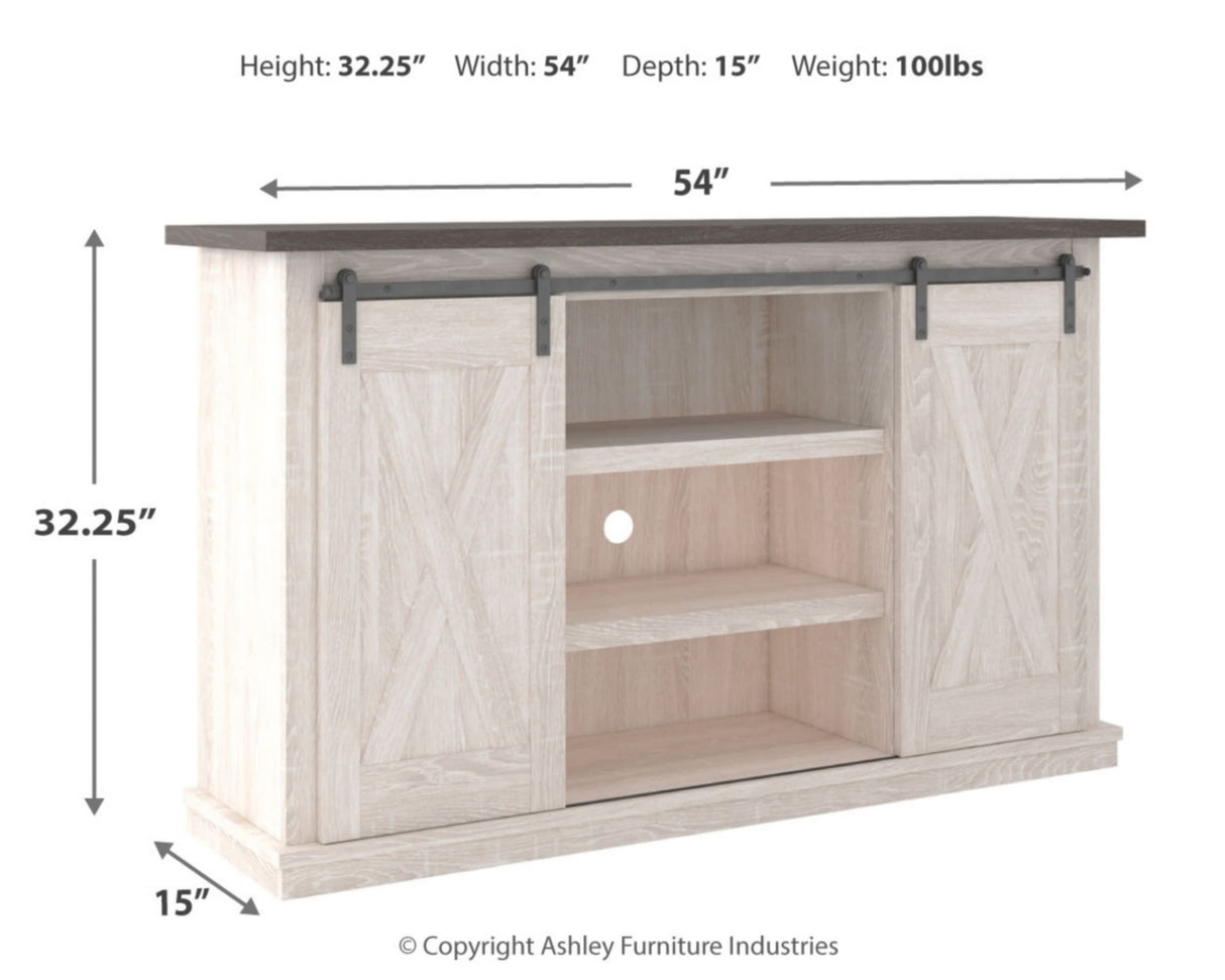 Dorrinson Farmhouse TV Stand Fits TVs up to 50" with Sliding Barn Doors and Storage