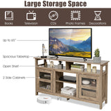 Farmhouse TV Stand for TVs up to 65" Flat Screen, Wooden TV Console Table w/2