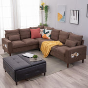Panana 6-Seater Linen Sectional Corner Sofa with Cushion Back