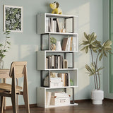 5-Tier 70.4" Tall Bookshelf, S-Shaped Modern Bookcase with Storage Space