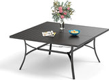 Round Patio Table, Black Metal Outdoor Dining Table for 4