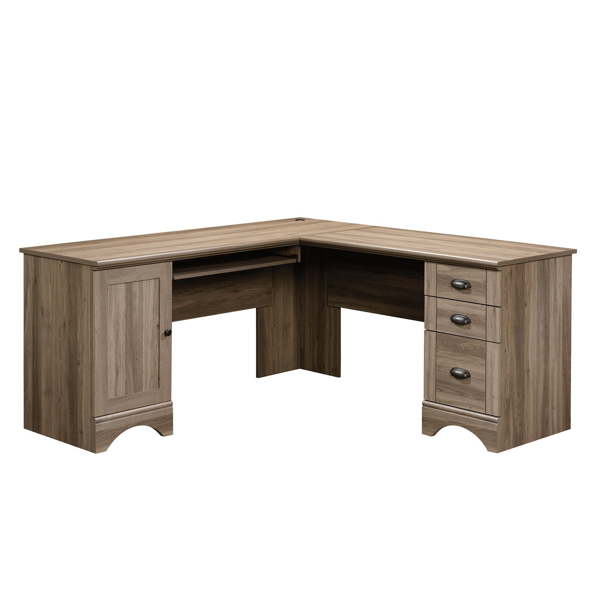 Harbor View Computer Desk, 66.14"D x 66.14"W x 30.28"H , Salt Oak finish