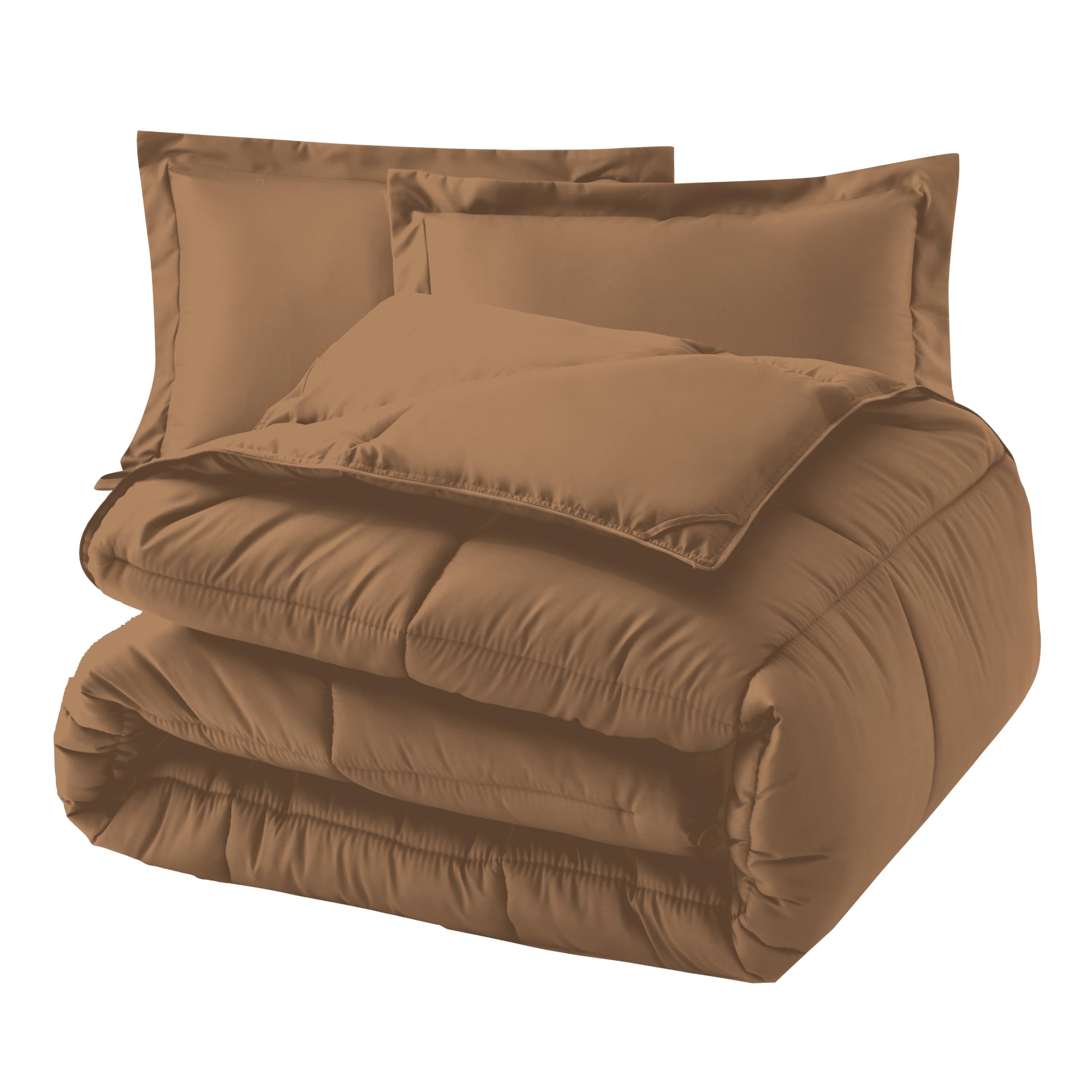 3-Piece Box Stitched Down Alternative Comforter with Shams - Ultra Soft for All Season