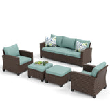 Patio Furniture Set, 5 Pcs Wicker Outdoor Conversation Set