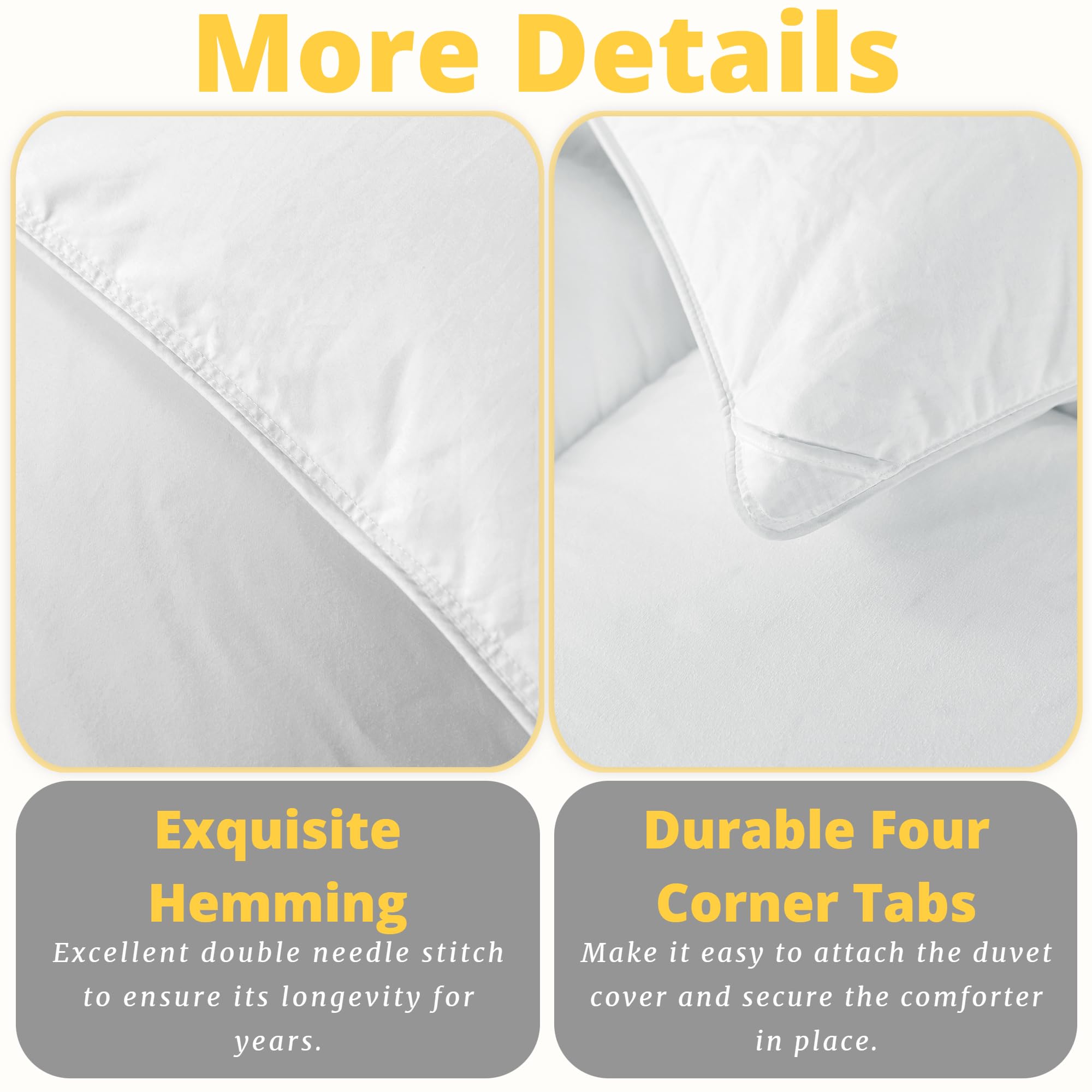ELNIDO QUEEN Goose Feather Down Comforter Queen Size - All Season White Down Duvet Insert - Luxurious Fluffy Hotel Style Bedding Comforter - Ultra Soft 100% Cotton Cover - Queen (90x90 Inch)