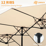 15ft Large Patio Umbrella, Outdoor Double-Sided Market Umbrella with Crank Handle,