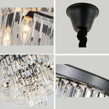 Crystal Pendant Light, Modern 3-Tier Chandelier Black Flush Mount Close to Ceiling