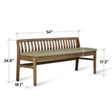 Jeno 54" Wooden Kitchen Dining Bench/Malaysian Oak Spindle Slat Back