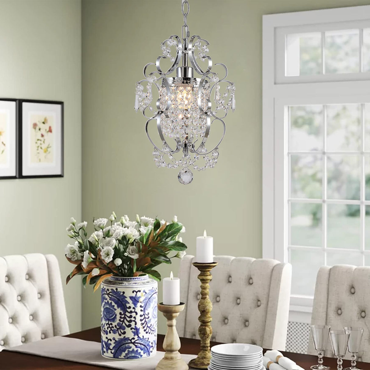 Plug in Chandelier Hanging Light Fixture with 14.27 Ft Hanging Cord and On/Off Switch