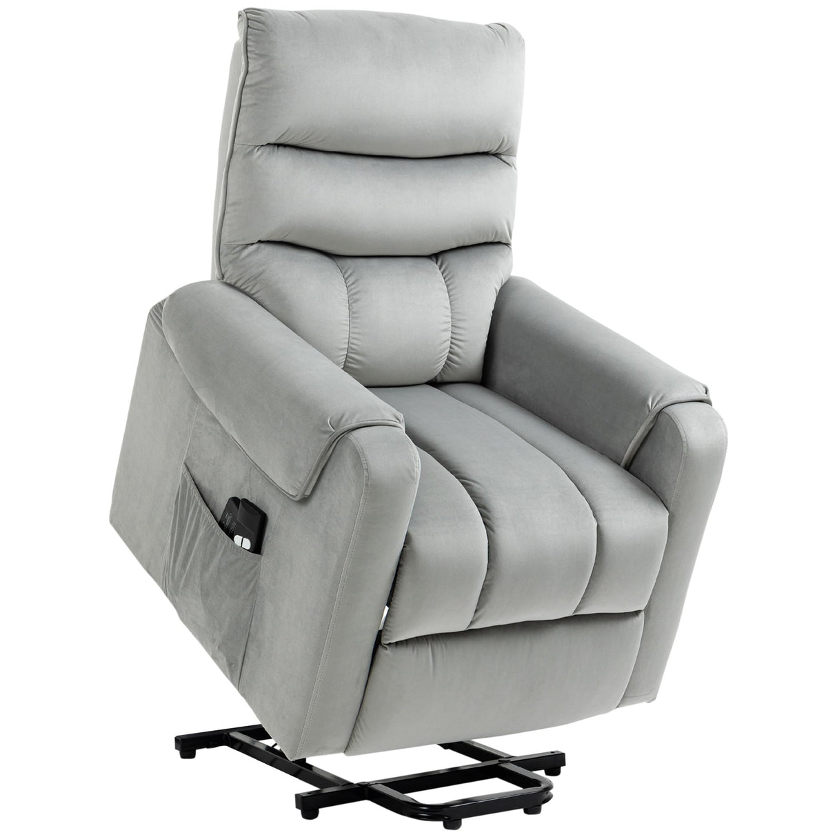 Power Lift Chair, Velvet Touch Upholstered Recliner Chair for Elderly with Vibration Massage, Remote Control, Side Pockets, Grey