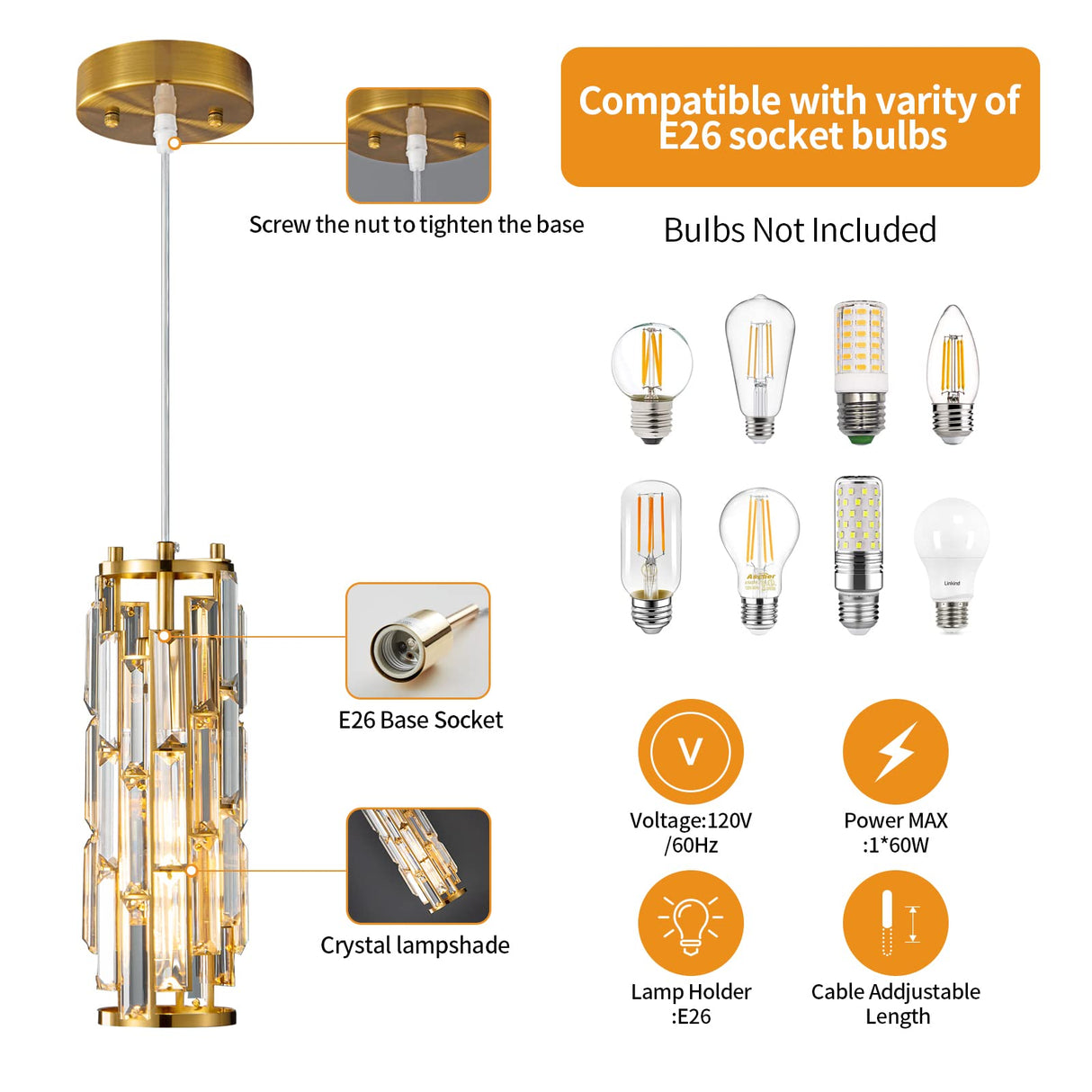 Pendant Lights Modern Gold Light Mini Crystal Chandelier Lighting for Kitchen Island