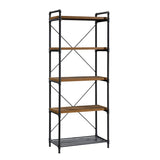 Iron City Tall Bookcase/Book Shelf, Checked Oak Finish