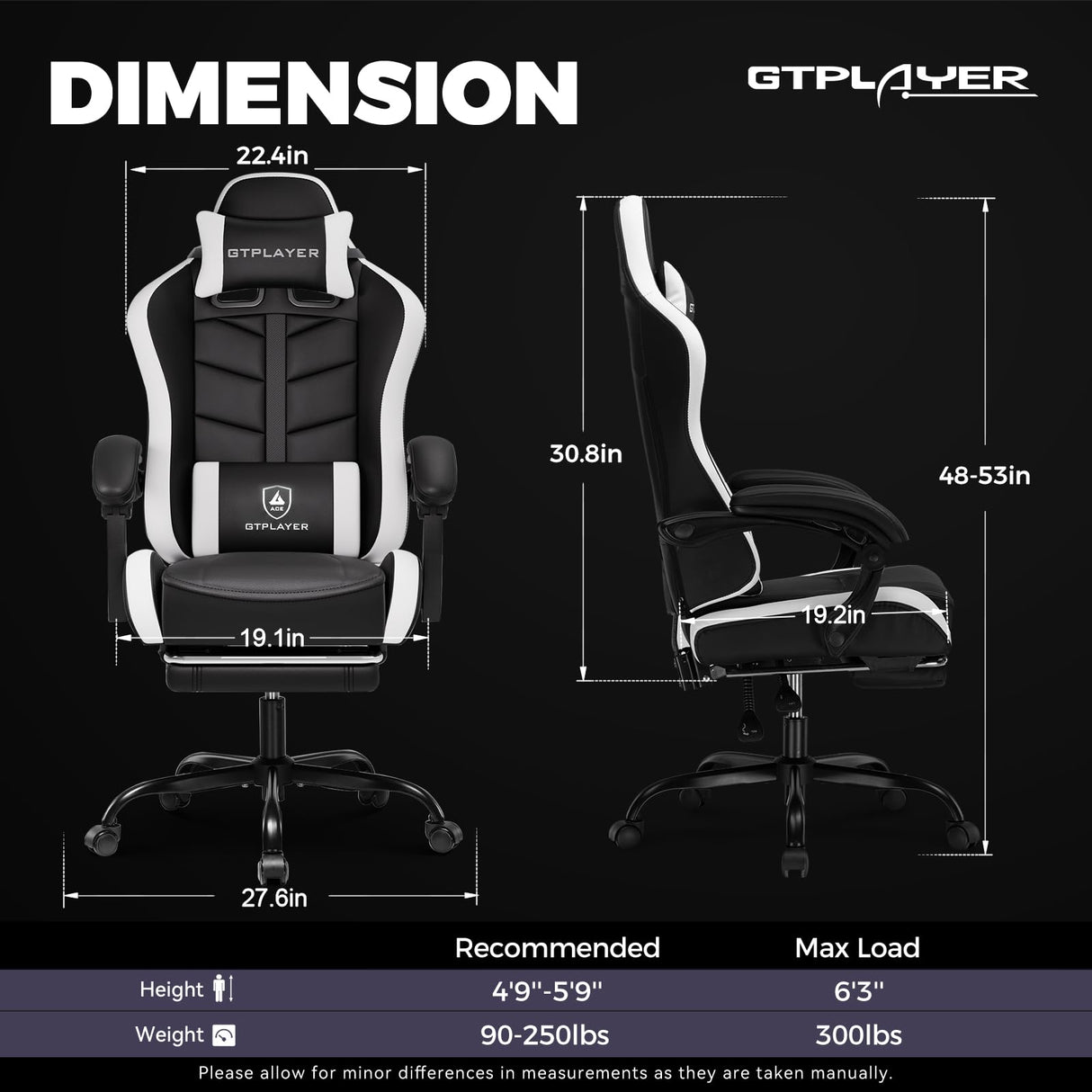 Ergonomic Gaming Chair with Footrest - Height Adjustable Reclining Office Chair