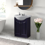 24" Contemporary Euro Vanity in Satin Black w/White Ceramic Vanity Top