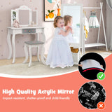 Kids Wooden Standing Mirror, Freestanding Full Length Dressing Mirror w/Bottom Shelf