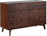 Modern Solid Pine Wood 6-Drawer Dresser with Metal Handles and Generous Storage Space, 52 Inch, Caramel Finish