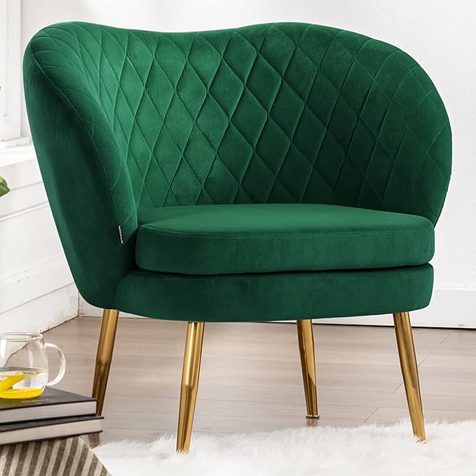 Living Room Chair Armless Slipper Accent Chair Sofa Chair Reading Chair Upholstered Velvet Fabric for Bedroom Green