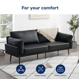 Black Upholstered Sofa, Faux Leather Sofa Couch, 72 Inch Black Couch for Living Room