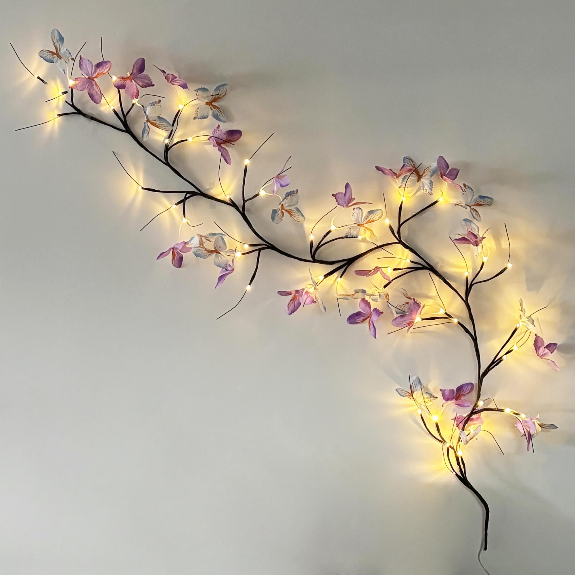 Willow Vine Light with Butterfly 48LED 6FT Enchanted Wall Decoration Vine Lights 8 Light