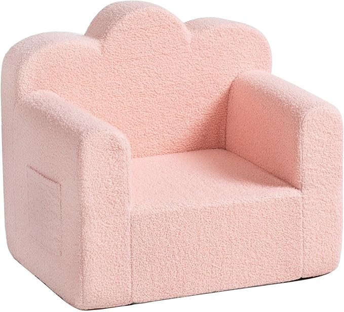 Couch Plush Toddler Chair, Cloud-Like Glow in The Dark Kids Sofa Toddler Reading Chair with Washable Cover Carrying Handle, Convertible Children Sofa Chair for Girls and Boys