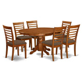 AVML7-SBR-C Avon 7 Piece Kitchen Set Consist of an Oval Table with Butterfly Leaf