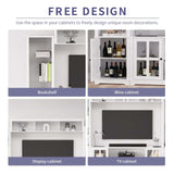 4 Piece Wall Unit TV Stand with Bookshelf, Modern TV Console Table