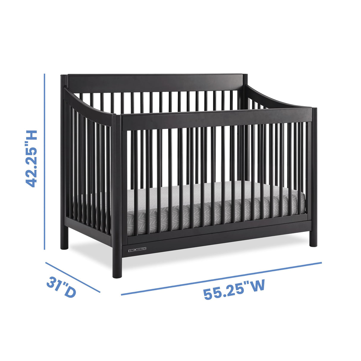 Brooks 6-in-1 Convertible Crib, Midnight Grey + Simmons Kids Quiet Nights Breathable