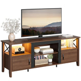 Farmhouse TV Stand for 70 Inch TV with LED Lights - 63 Inch Entertainment Center