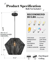 16.5” Large Modern Woven Chandelier Farmhouse Coastal Pendant Light Fixtures Matte