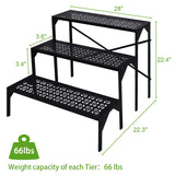 aboxoo 3 Tiers Metal Plant Stand, Ladder Flower Pots Holders, Step Display Rack, Heavy Duty Utility Storage Organizer Rack for Home Garden Patio Balcony, Stair Style Stand