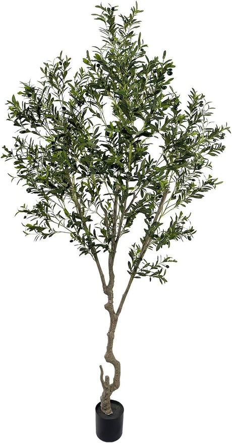 Artificial Olive Tree 6ft Tall Fake Potted Olive Silk Tree with Planter Large Faux Olive