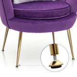 Modern Scalloped Back Accent Velvet Upholstered Armchair with Golden Legs and Soft