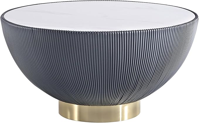 Anderson Modern 28.15" Round Coffee Table 2.0 - Ceramic Marble Tabletop
