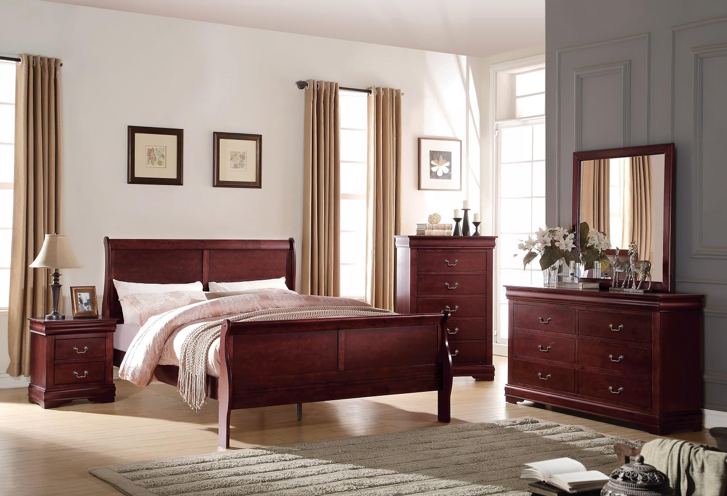 Nightstand with 2 Drawers Traditional Rectangular Side Table
